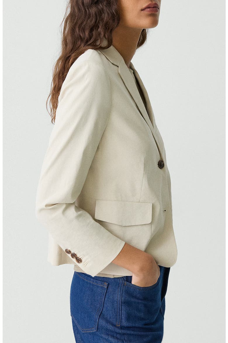 Linen Blend Shrunken Blazer, Alternate, color, STRAW