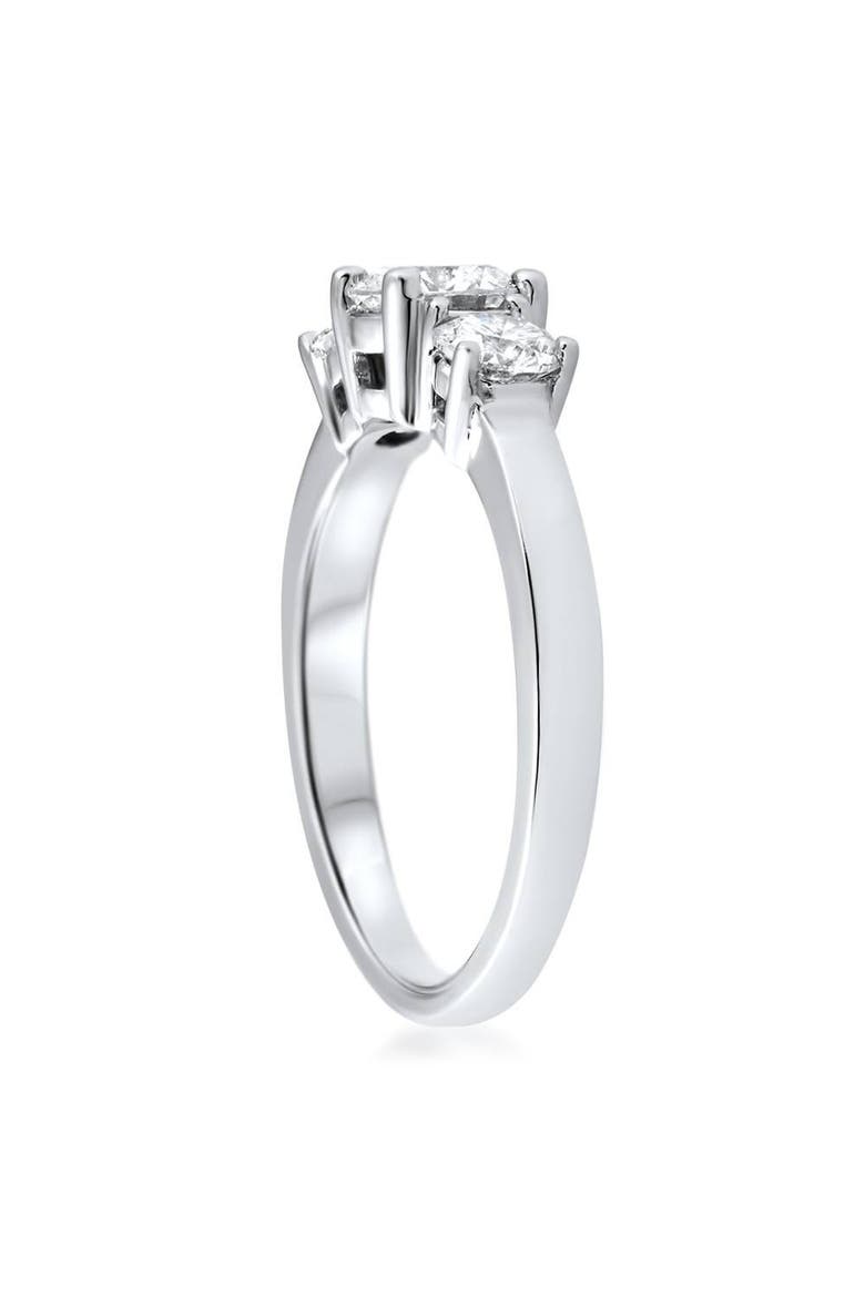 1 1/2ct 3 Stone Round Diamond Engagement Ring 14K Gold Lab Grown, Alternate, color, 14k White Gold