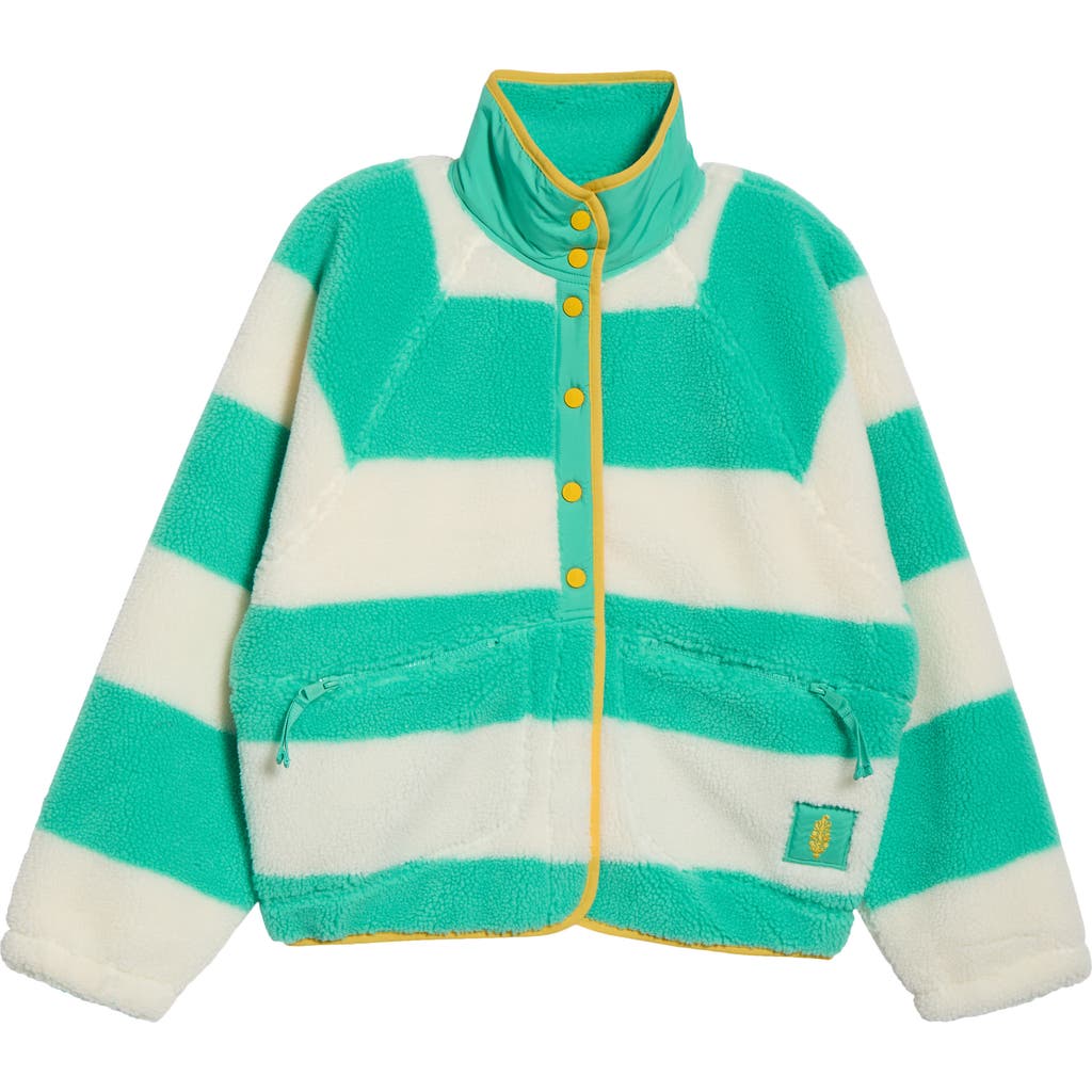 Free People Fp Movement Rocky Ridge Fleece Jacket In Rugby Stripe Lucky S