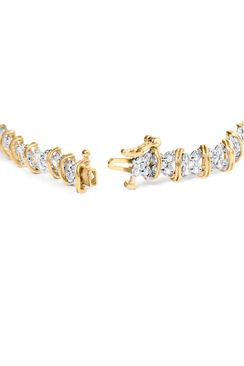 10K Yellow Gold Plated Silver 2.0 Cttw Diamond Cluster "X" Shaped Link Bracelet, Alternate, color, Yellow