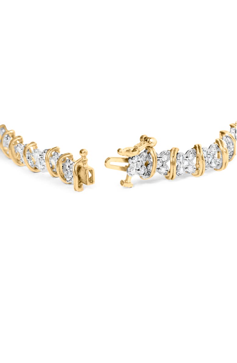 Haus of Brilliance 10K Yellow Gold Plated Silver 2.0 Cttw Diamond Cluster "X" Shaped Link Bracelet, Alternate, color, Yellow