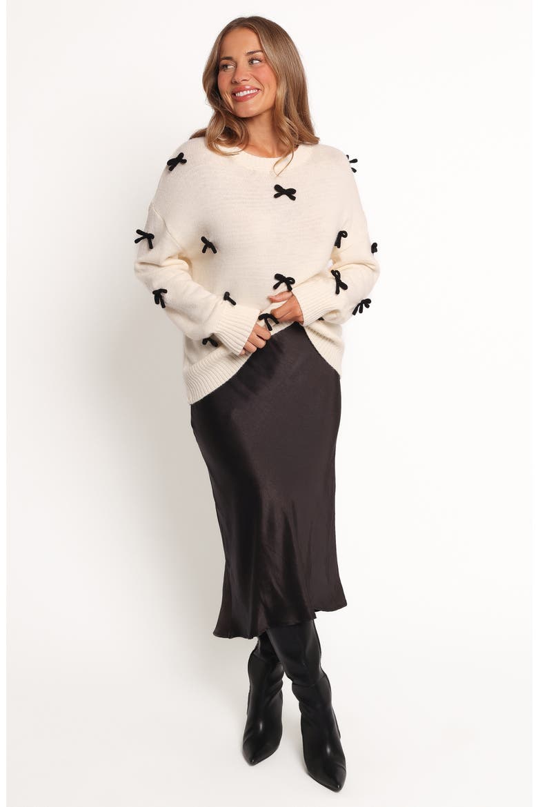 Voss Bow Sweater, Alternate, color, CREAM