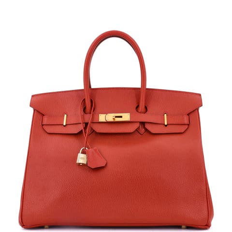 Birkin Handbag Red Ardennes with Gold Hardware 35