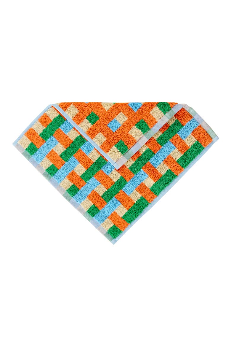 Basket Weave Pattern Washcloth, Main, color, BLUE WEAVE
