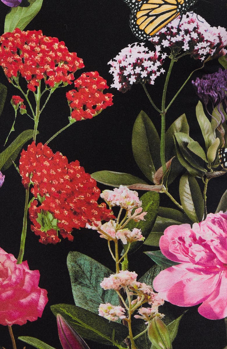 Alice + Olivia Delora Floral Long Sleeve Body-Con Midi Dress, Alternate, color, Secret Garden