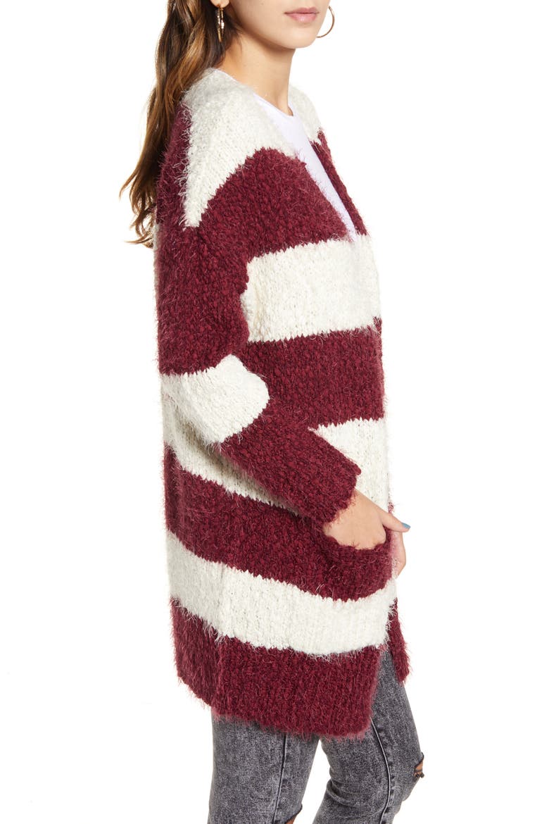 Skye Stripe Cardigan, Alternate, color, WINE