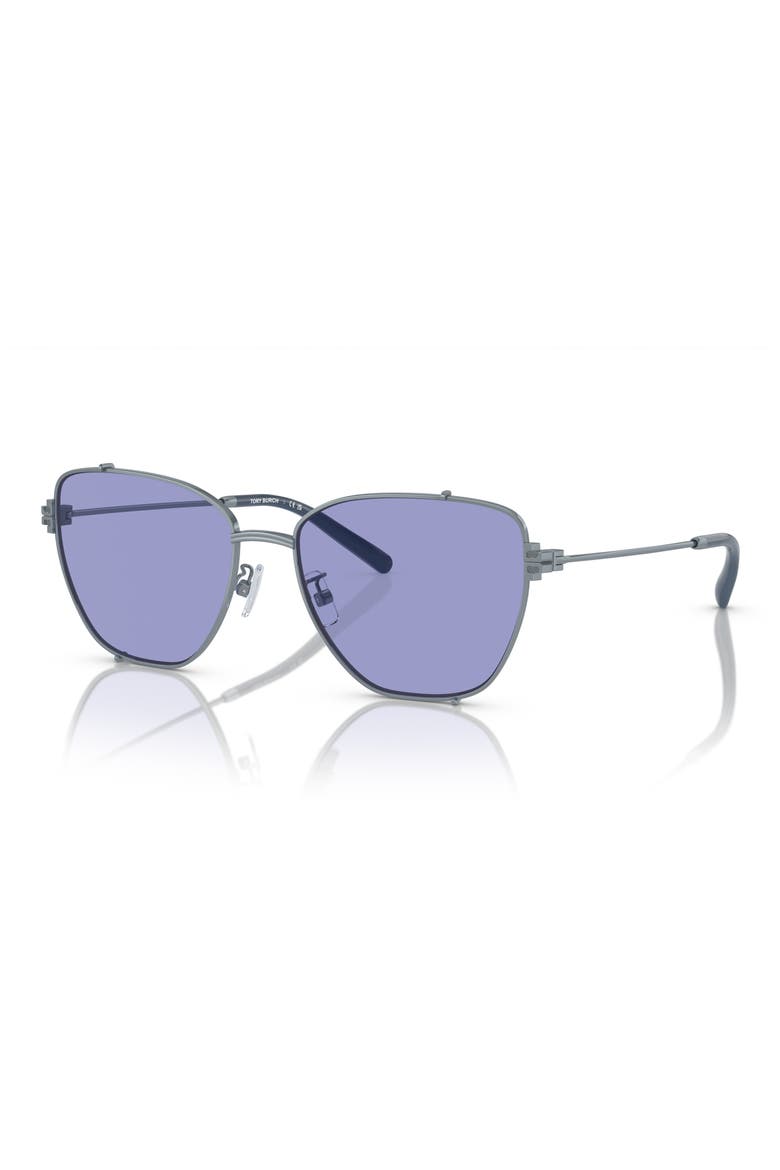 55mm Cat Eye Sunglasses, Alternate, color, SILVER/ AZURE