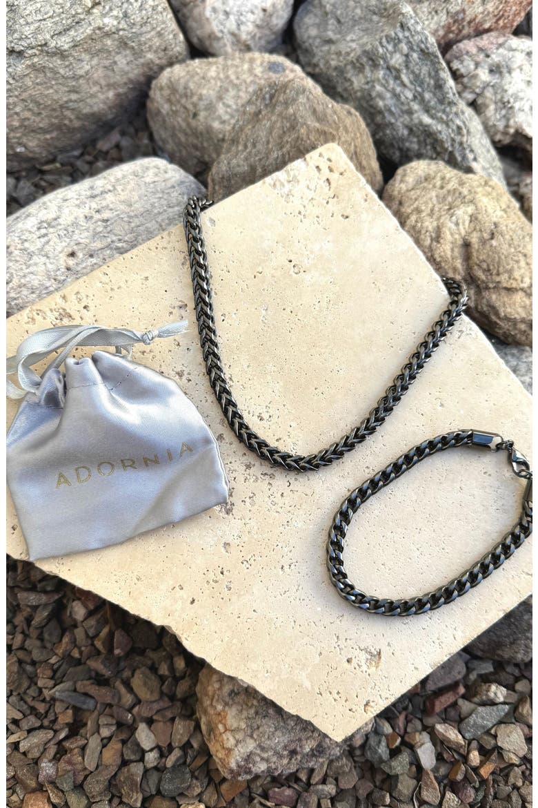 Men's Wheat Chain Necklace & Bracelet Set, Alternate, color, SILVER