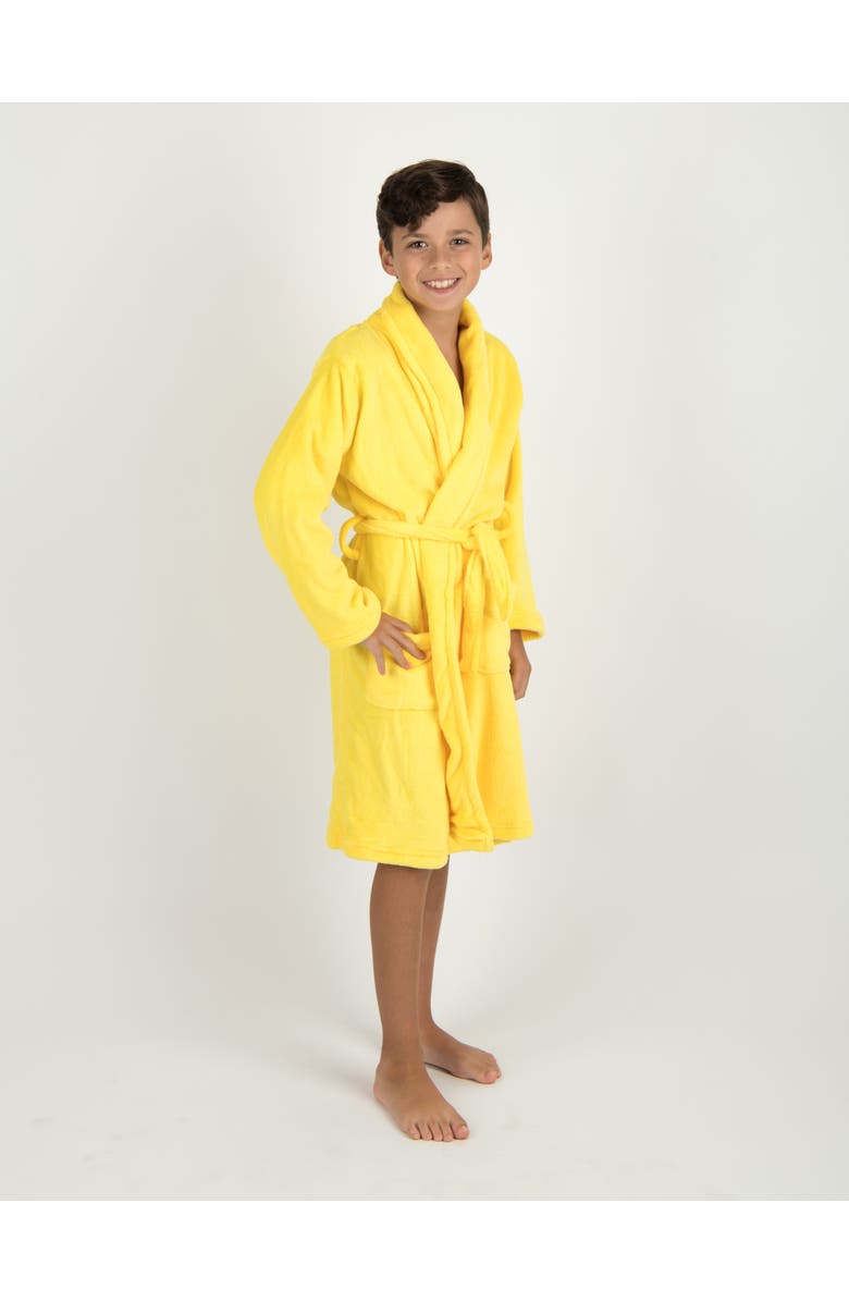 Leveret Kids Fleece Robe, Shawl Collar, Solid Colors, Alternate, color, Yellow