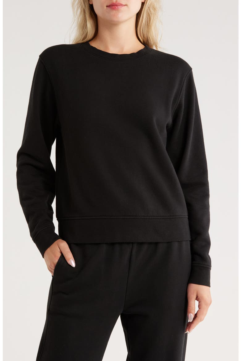 Crewneck Cotton Sweatshirt, Main, color, BLACK