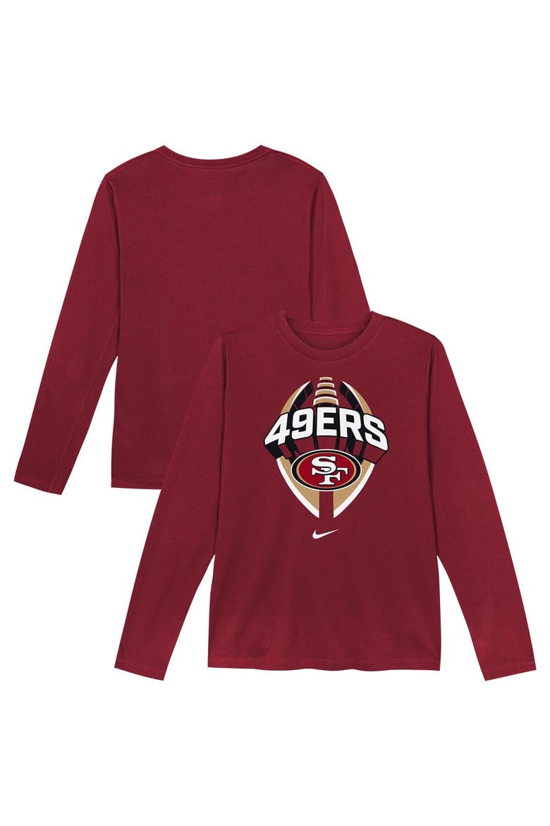 Preschool Nike   Scarlet San Francisco 49ers Primetime Legend Icon Long Sleeve Performance T-Shirt, Main, color, Scarlet