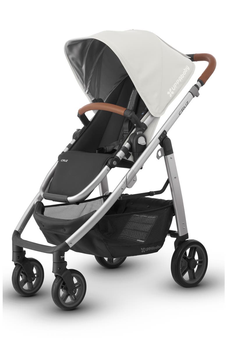 2018 CRUZ Aluminum Frame Stroller, Alternate, color, WHITE/ SADDLE LEATHER