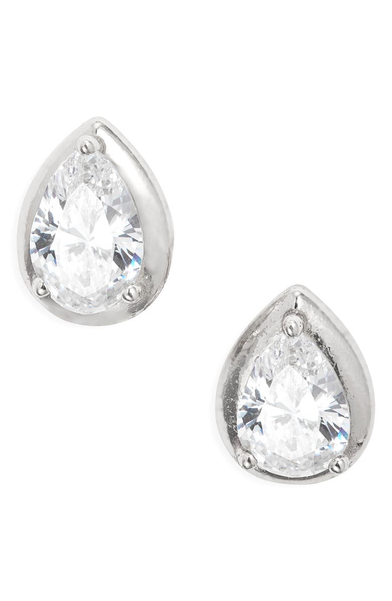 Nordstrom Cubic Zirconia Teardrop Earrings, Main, color, Platinum Plated