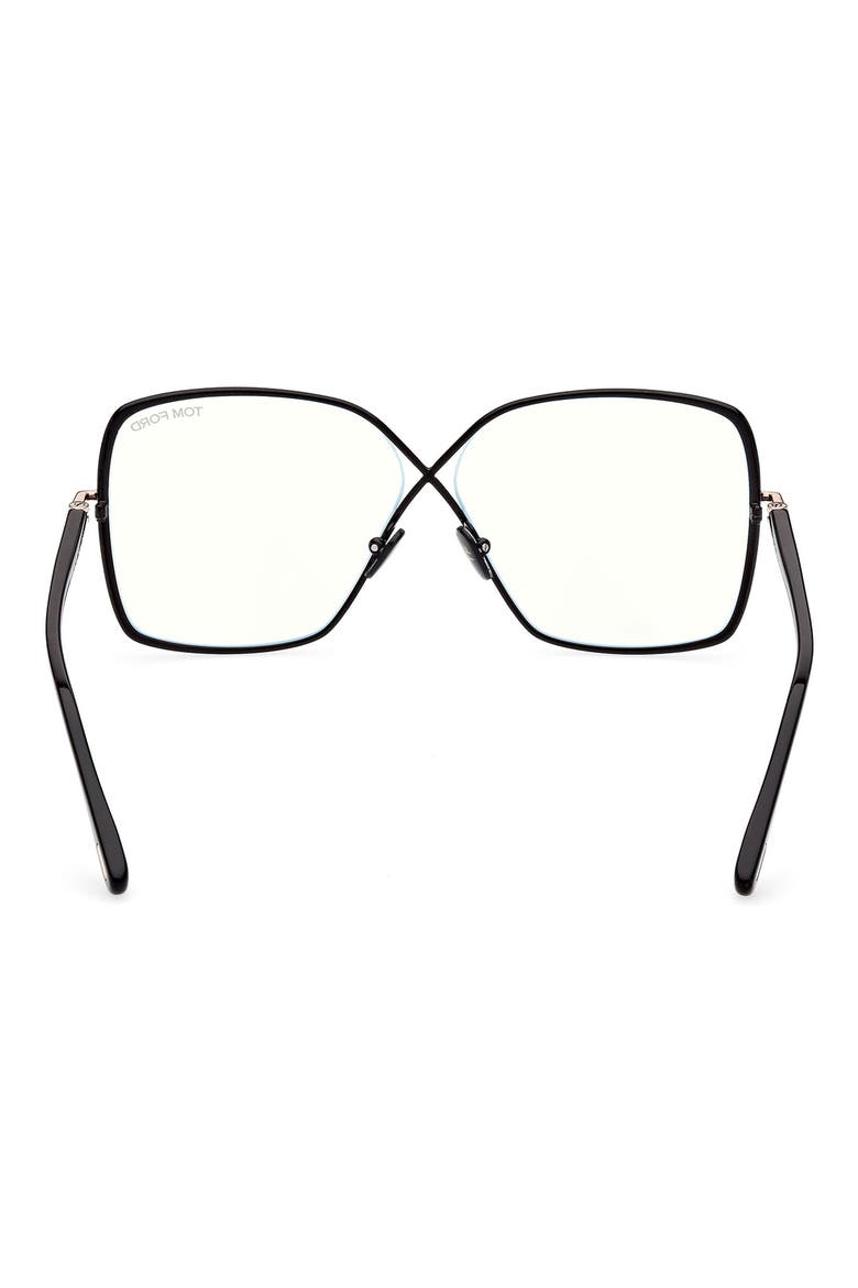 59mm Butterfly Blue Light Blocking Glasses, Alternate, color, SHINY BLACK