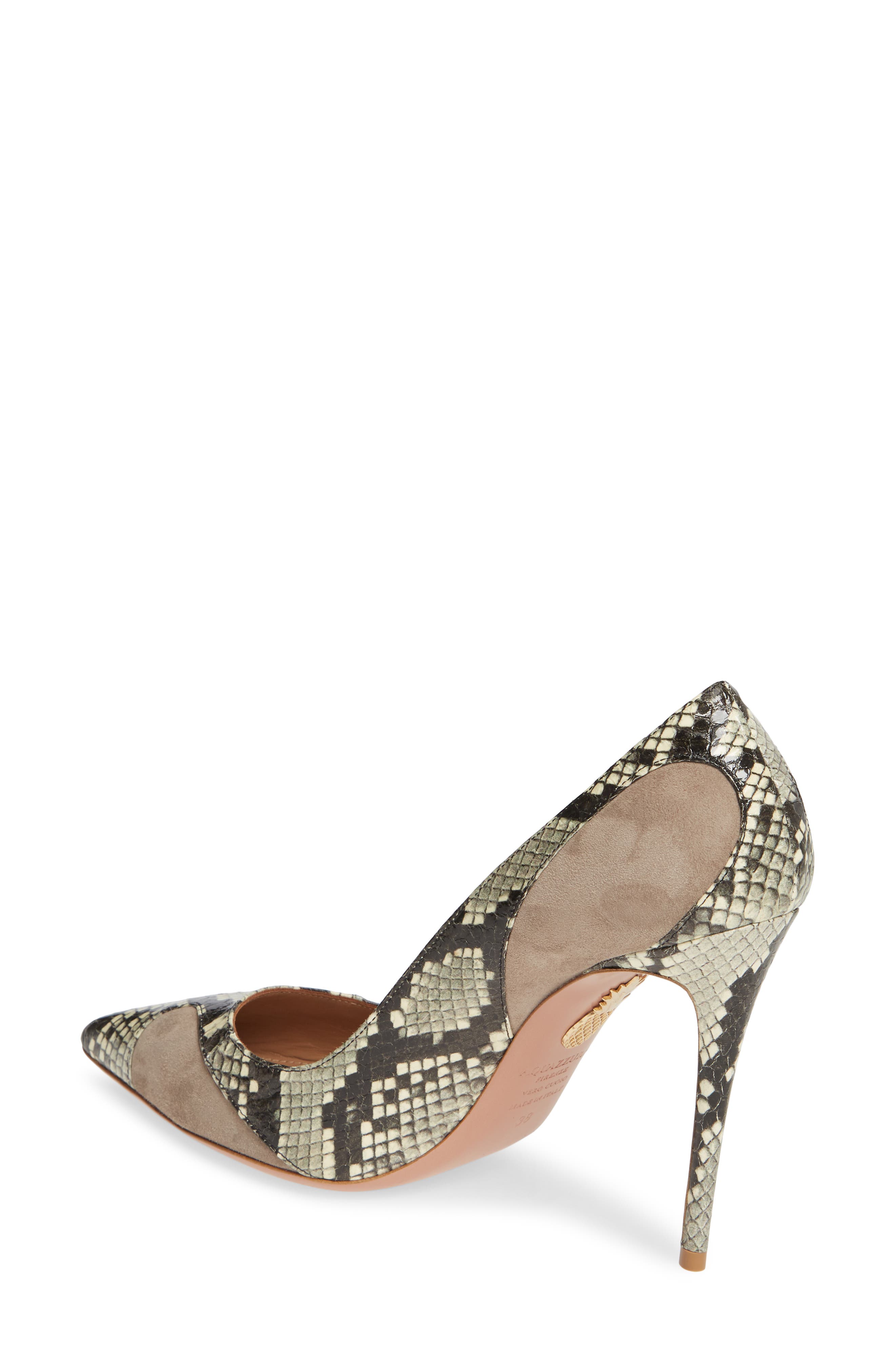 Aquazzura Satine Snakeskin Embossed Pump, Alternate, color, 
