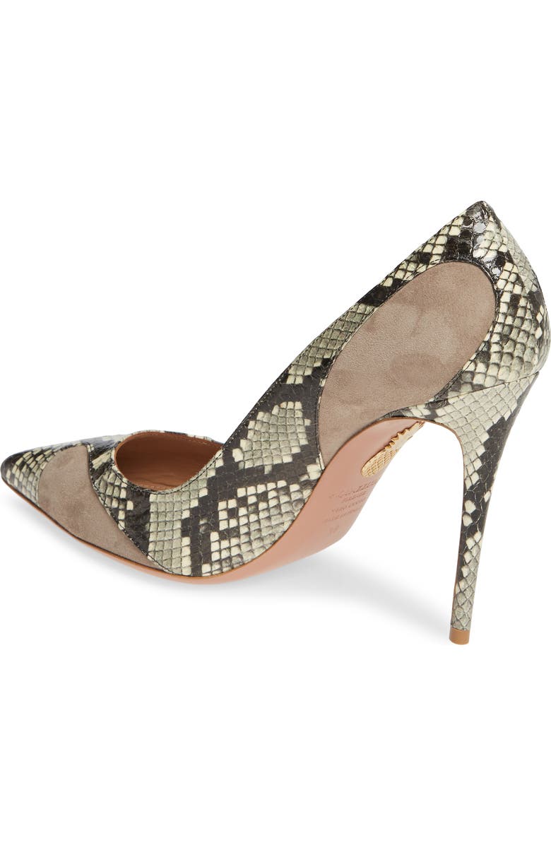 Aquazzura Satine Snakeskin Embossed Pump, Alternate, color,