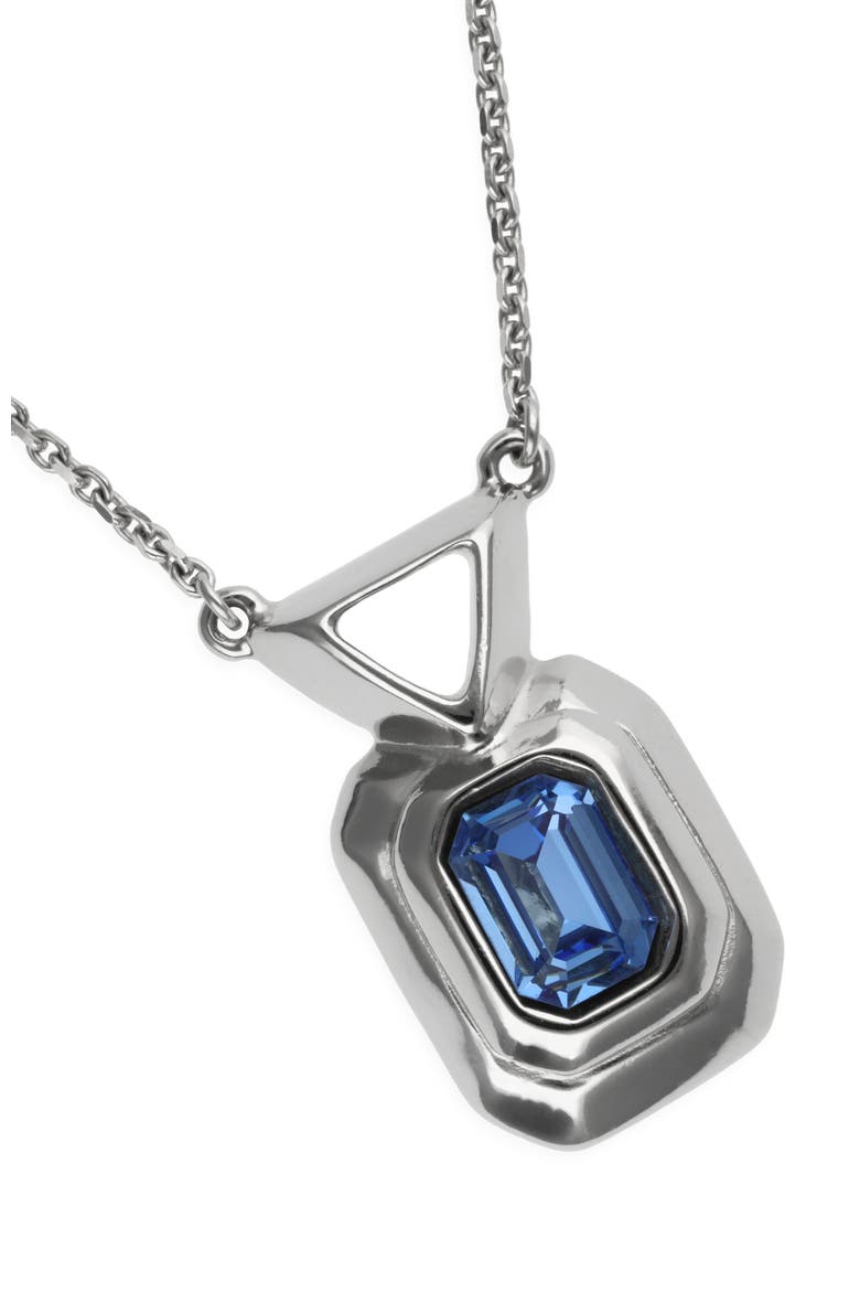 Silver-tone Pendant Necklace with Blue Crystal, Alternate, color, Silver