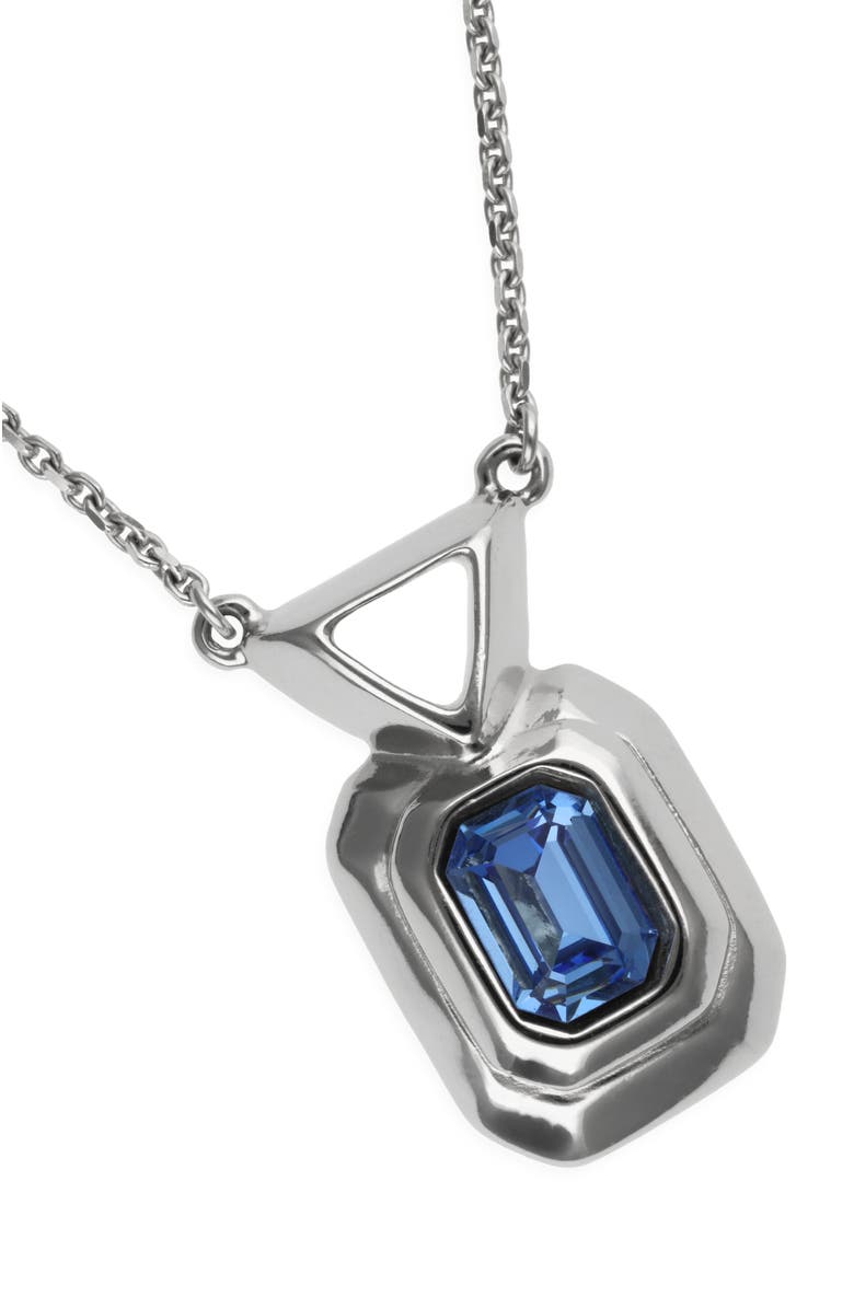 UNODE50 Silver-tone Pendant Necklace with Blue Crystal, Alternate, color, Silver