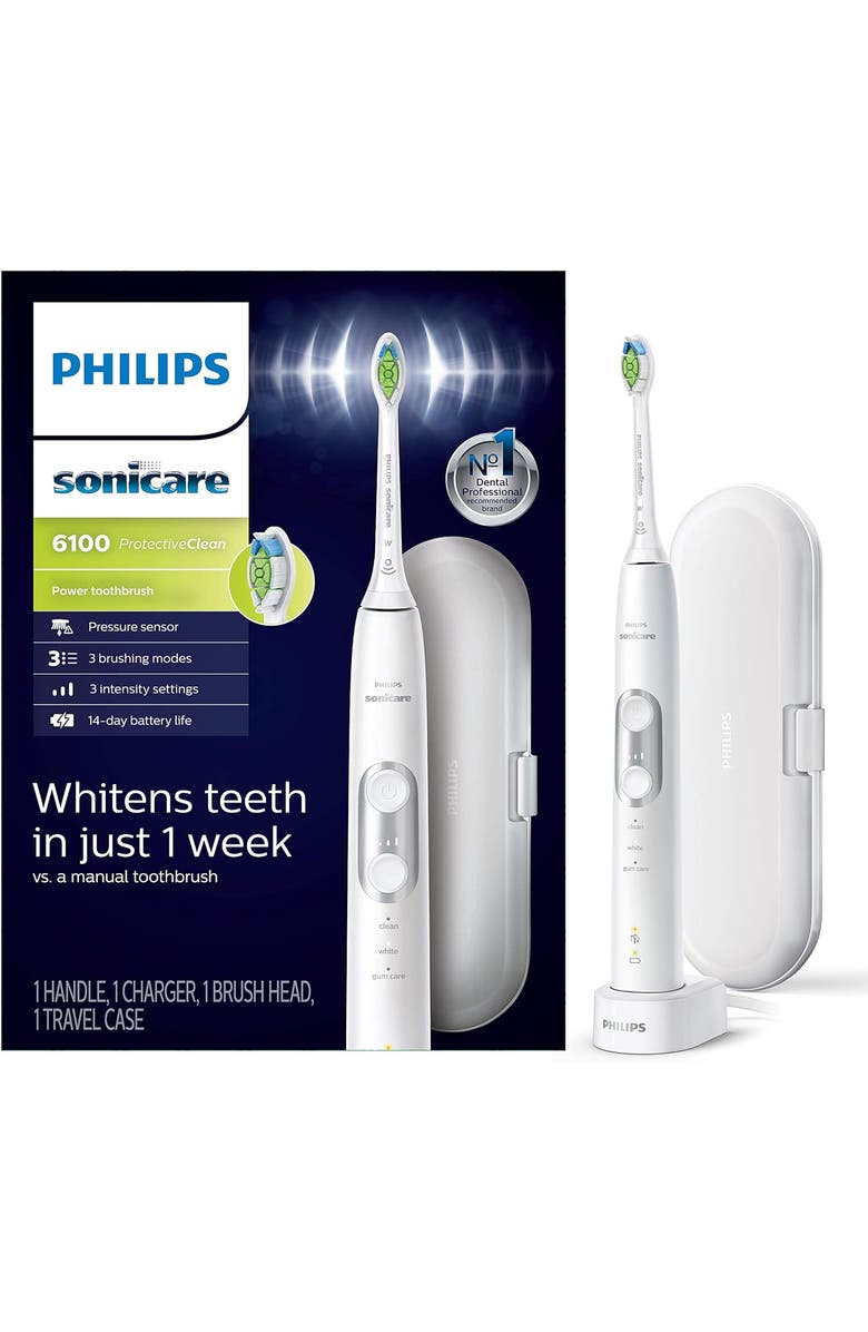 Philips Sonicare ProtectiveClean 6100 Electric Toothbrush White Case, Main, color, White