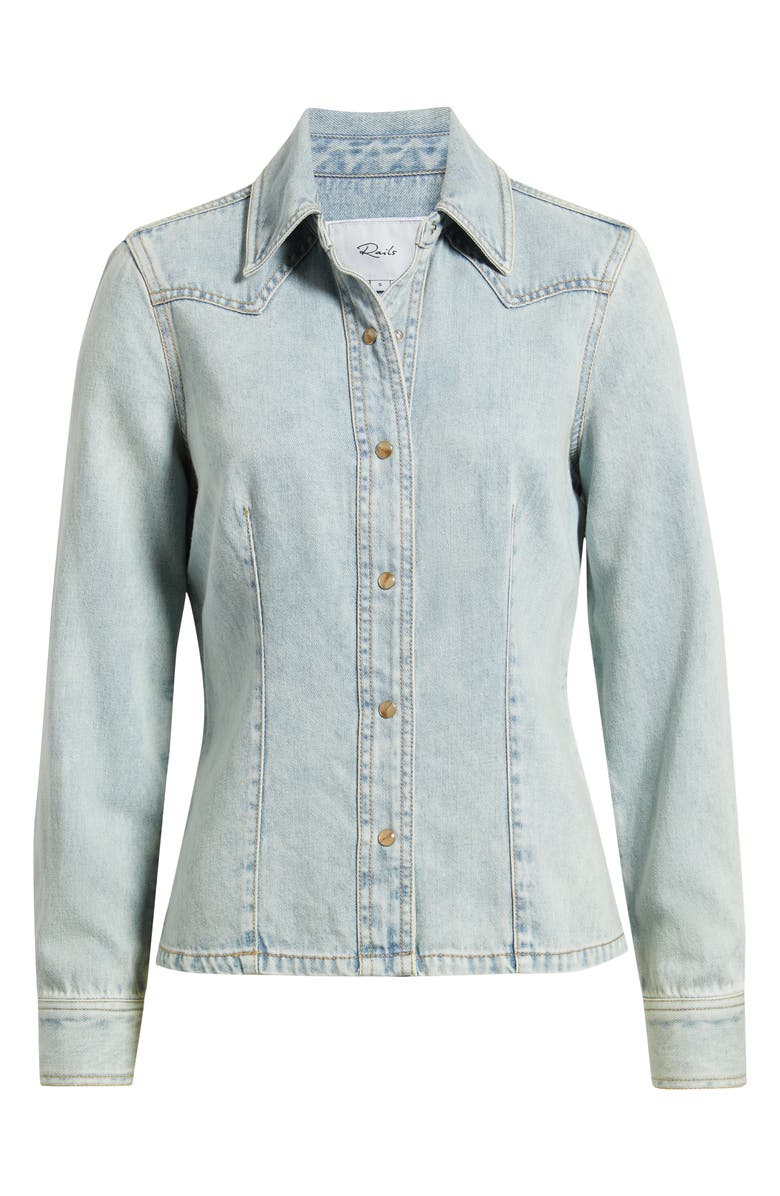 Rails Taina Denim Snap-Up Western Shirt, Alternate, color, Bleached Indigo