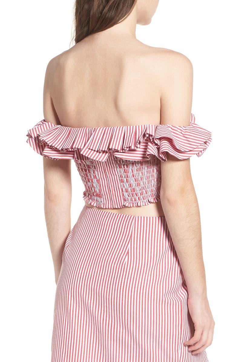 WAYF Anzio Off the Shoulder Ruffle Crop Top, Alternate, color,