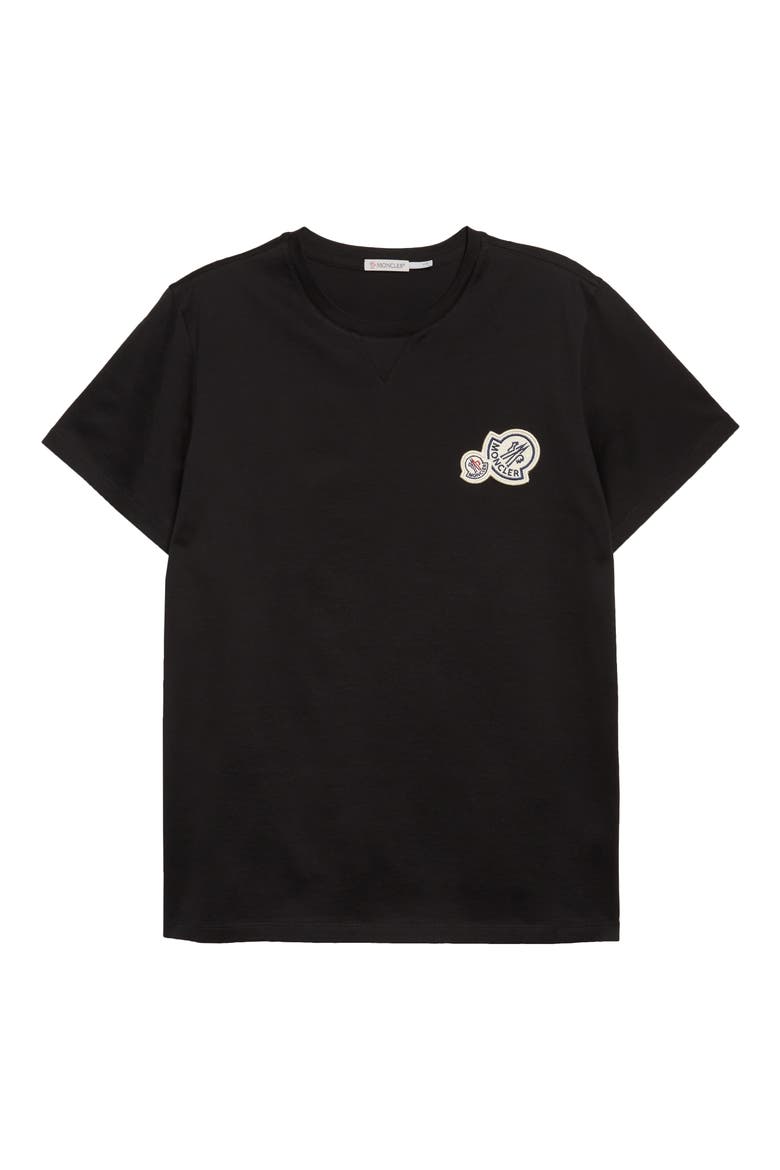 Double Logo Patch T-Shirt, Alternate, color, BLACK