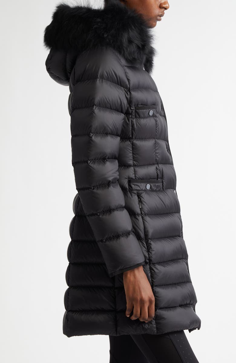 Moncler Hirmafur Hooded Down Puffer Jacket with Removable Genuine Shearling Trim, Alternate, color, Black/ Black