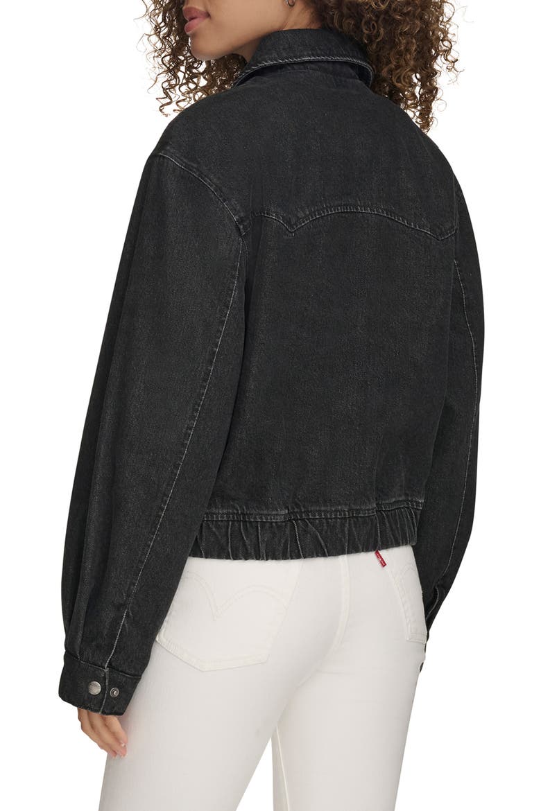 Western Denim Bomber Jacket, Alternate, color, BLACK WASH DENIM