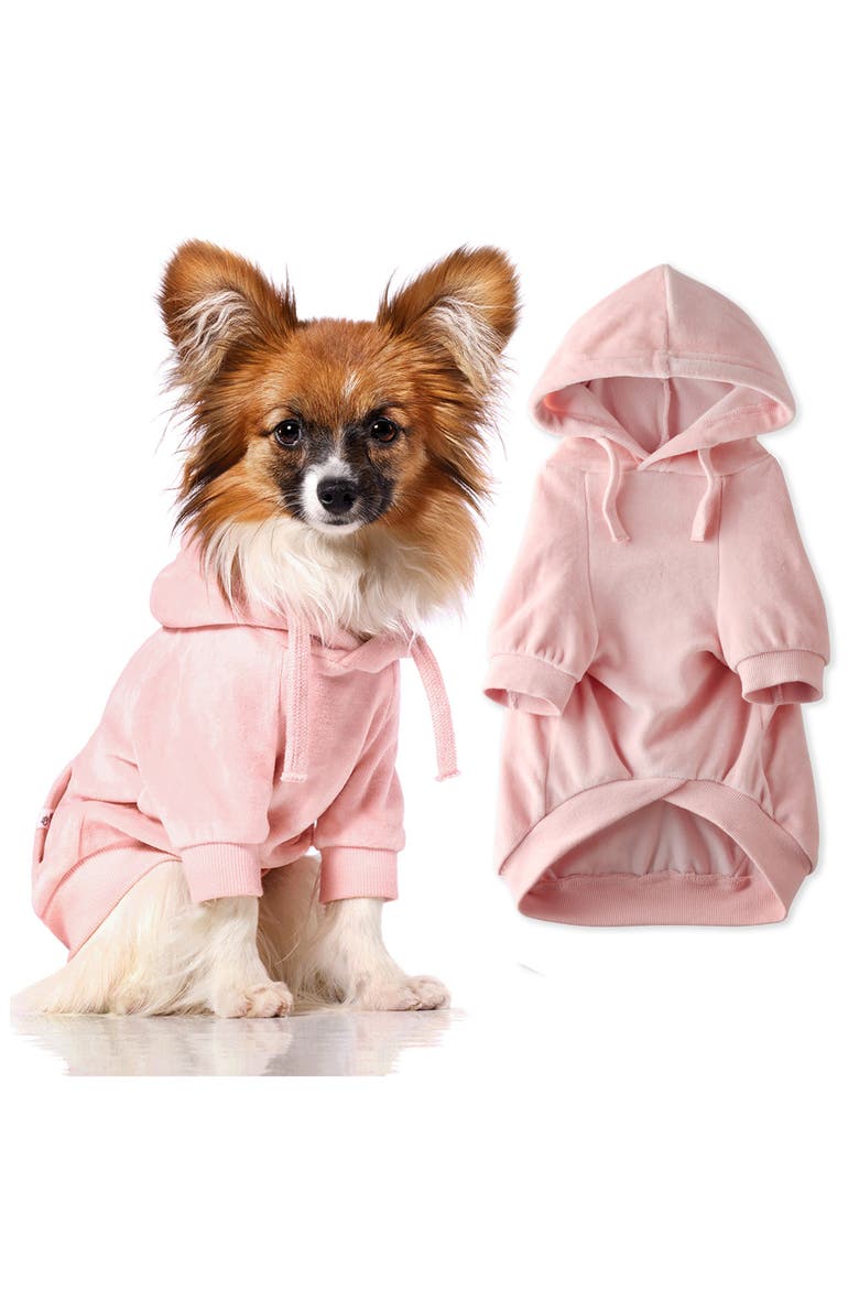 Cooper II Velour Pet Hoodie, Alternate, color, PINKDNU