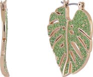 Hallmark Green Stone Palm Hoop Earrings