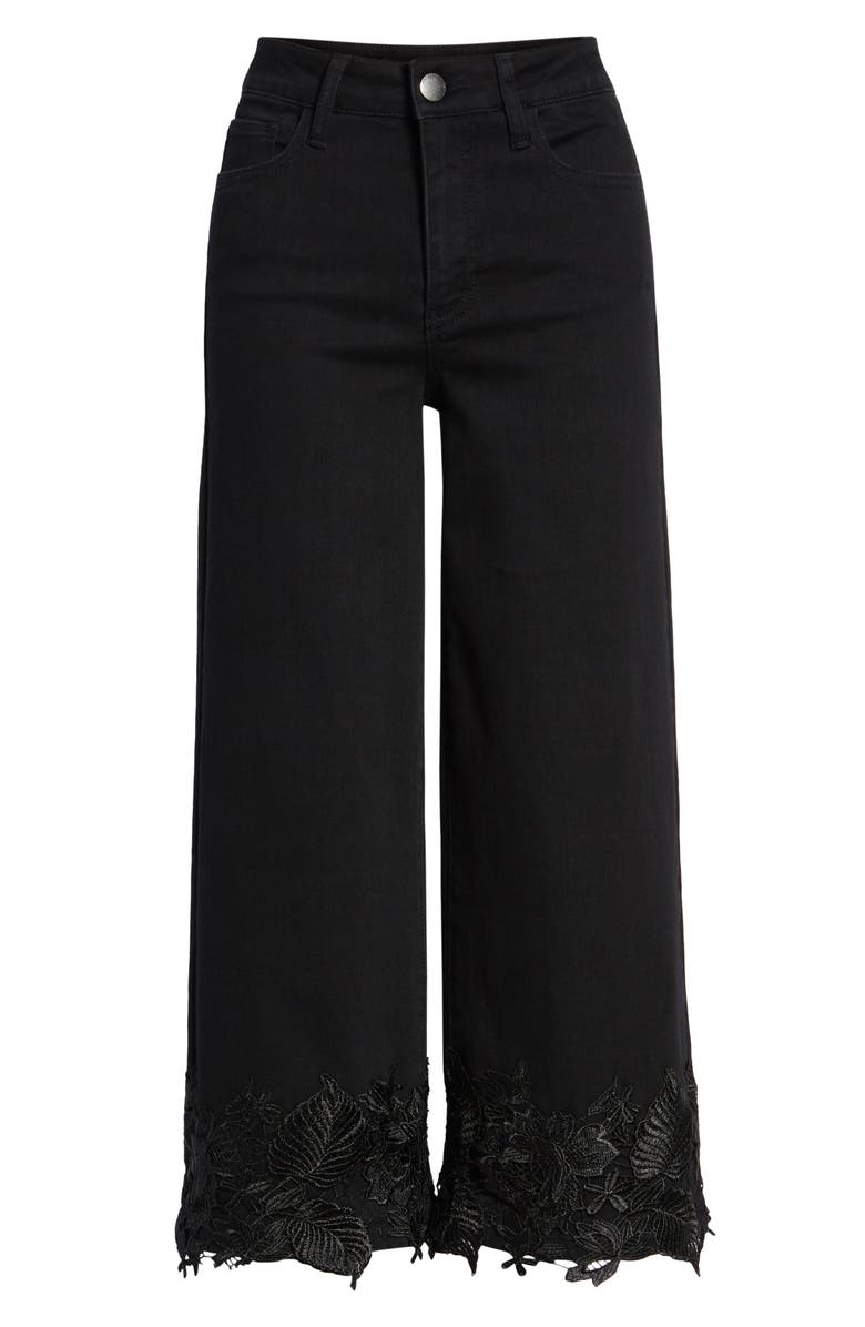 Prosperity Denim Lace Hem Wide Leg Crop Jeans, Alternate, color,