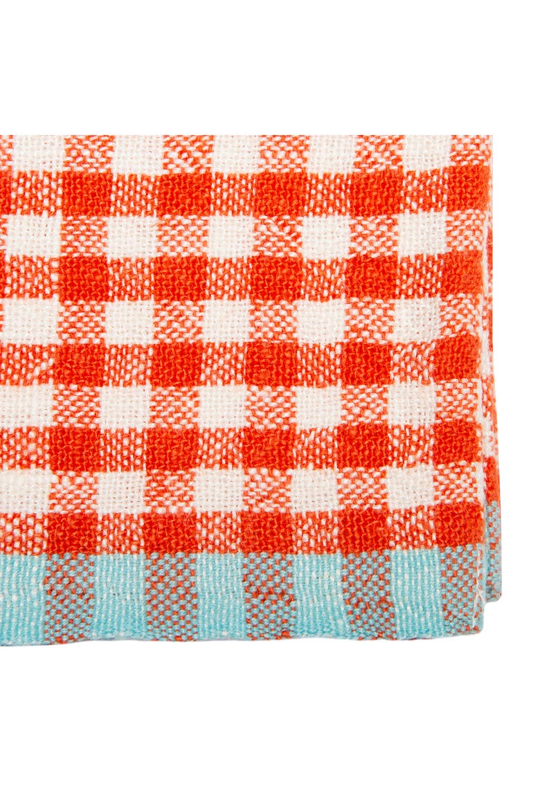 Gingham Towels  - Set of 2, Alternate, color, Orange/Aqua 20" x 30"