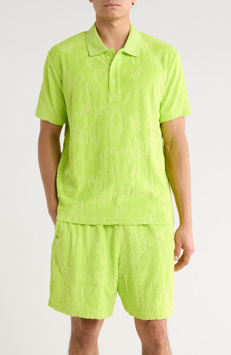 PURPLE BRAND Terry Towel Short Sleeve Polo, Main, color,