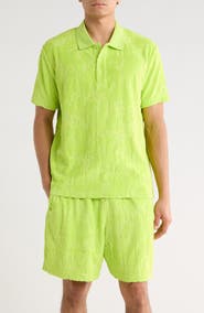 PURPLE BRAND Terry Towel Short Sleeve Polo
