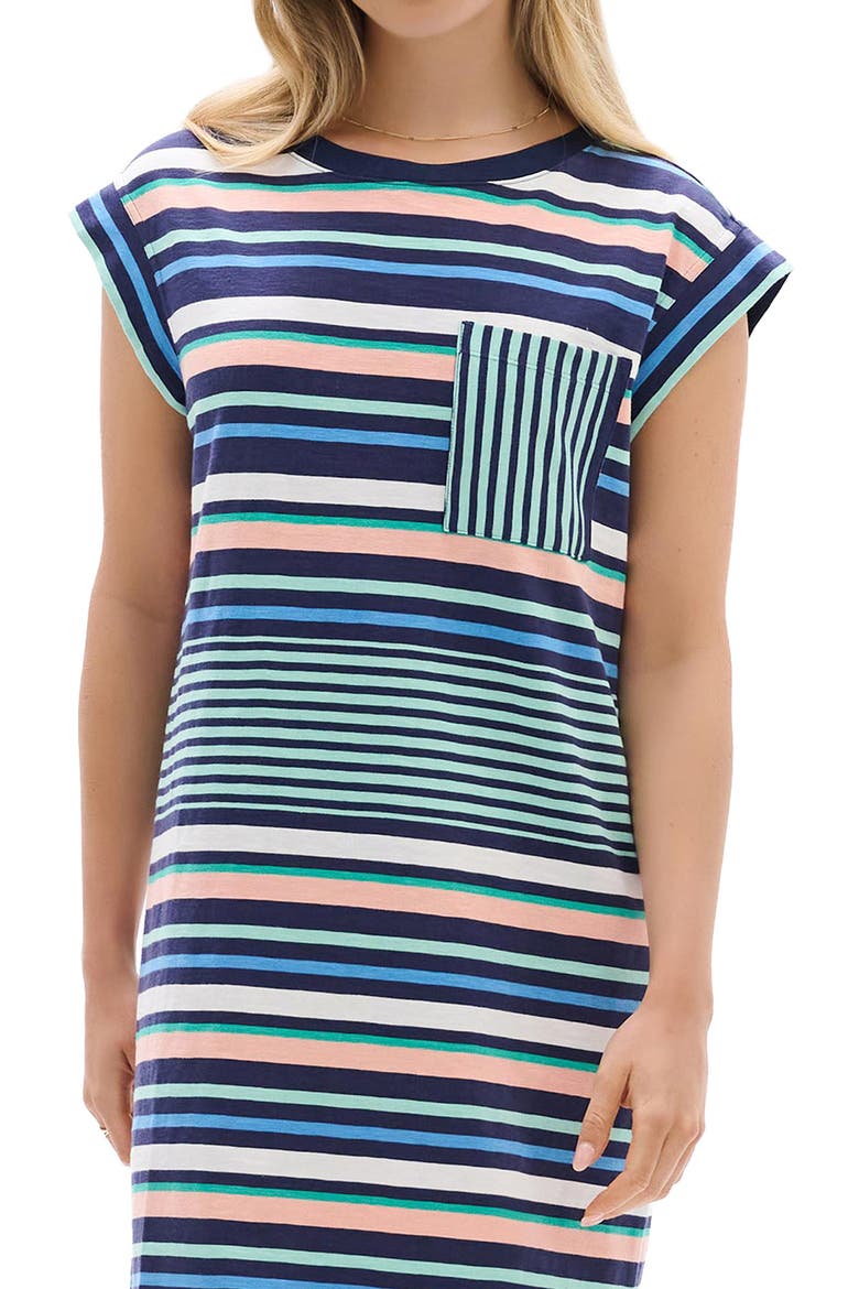Seaside Stripes T-Shirt Dress, Alternate, color, PATRIOT BLUE