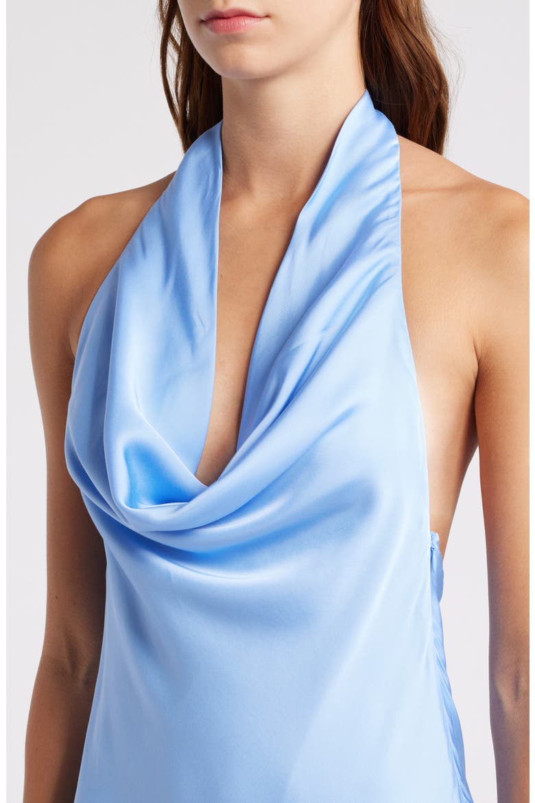 Ennis Satin Halter Minidress, Alternate, color, 40-DUSTED BLUE