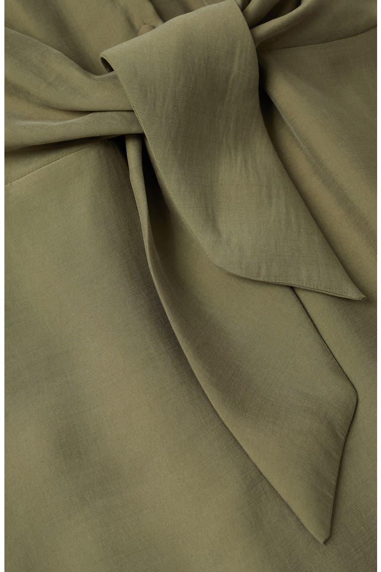 Tie Front Midi Dress, Alternate, color, KHAKI
