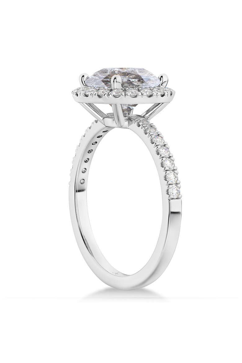 Halo Salt & Pepper & White Diamond Engagement Ring 14K, Alternate, color, 2.50ct/White Gold