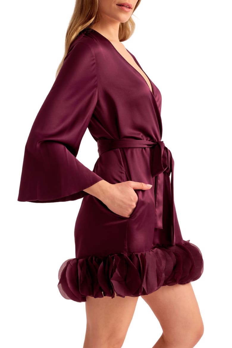 Villa Charmeuse & Organza Wrap, Alternate, color, DARK CHERRY