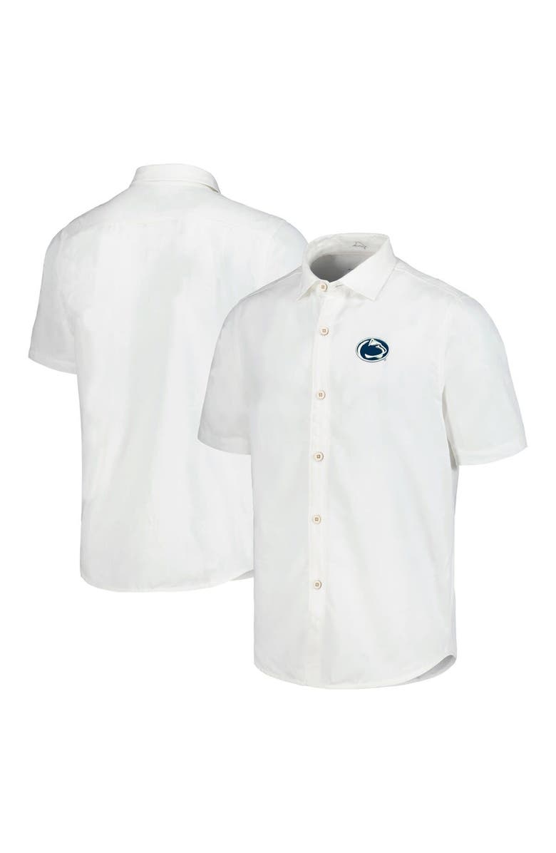 Tommy Bahama Men's Tommy Bahama White Penn State Nittany Lions Coconut Point Palm Vista IslandZone Camp Button-Up Shirt, Main, color, White