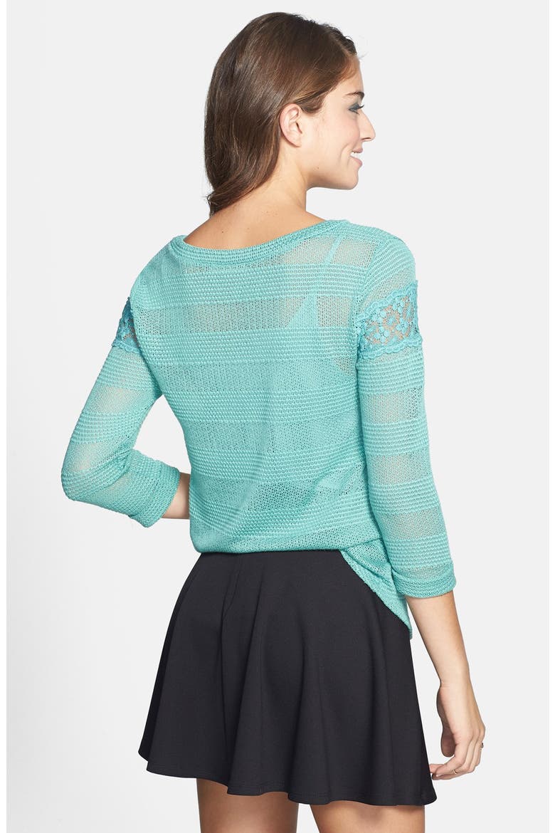 Lace Inset Pointelle Sweater, Alternate, color, MINT