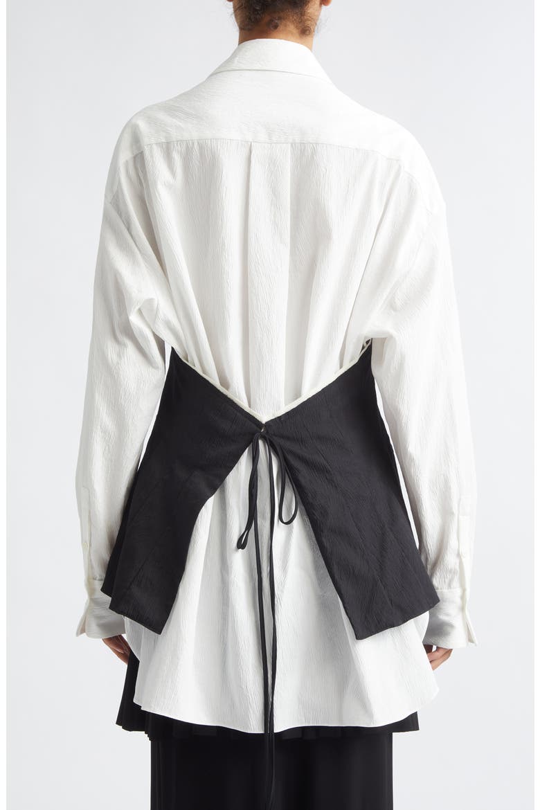 Mae Cotton Blend Tie Back Shirt, Alternate, color, BLACK/ IVORY