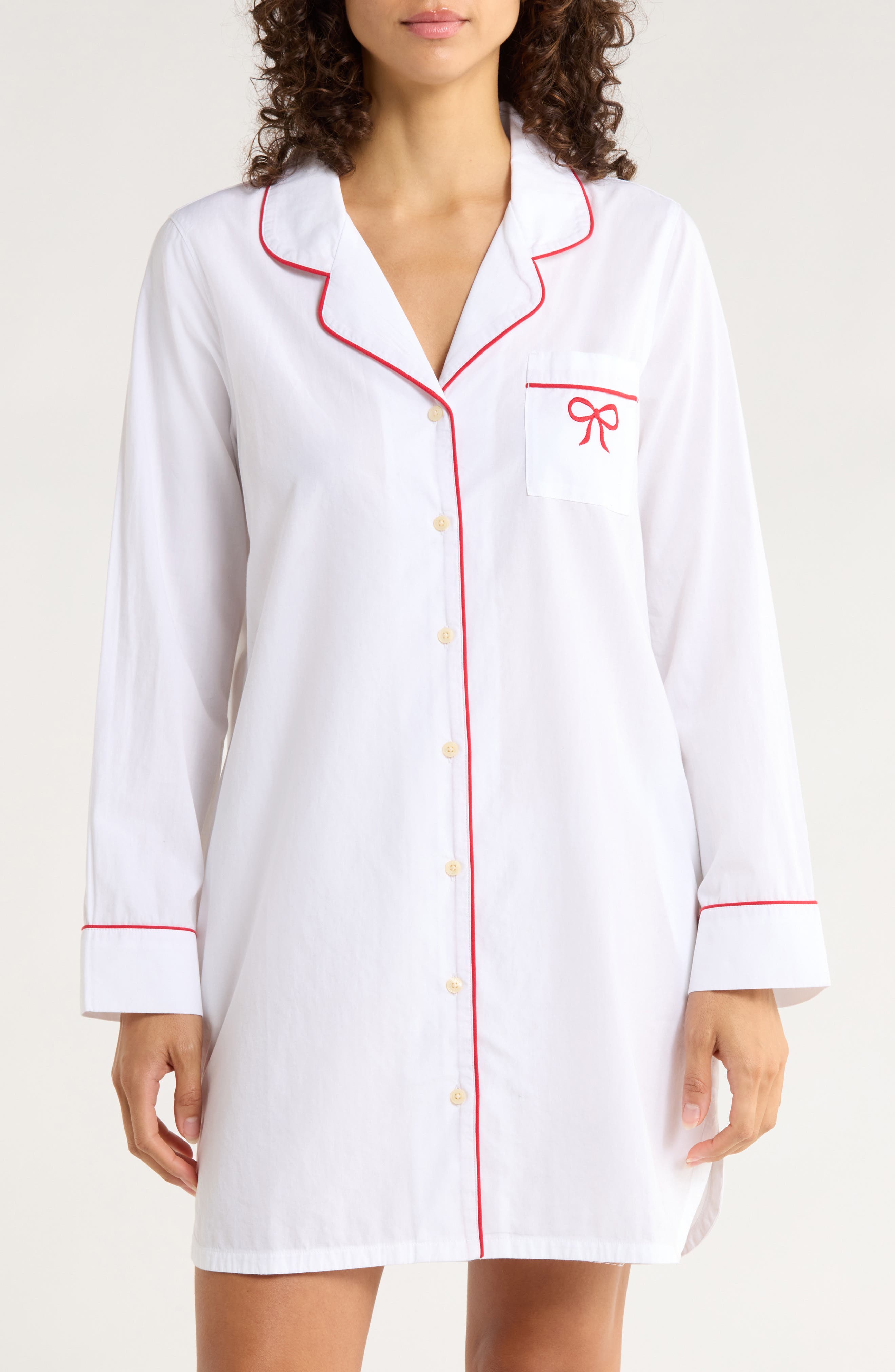Nordstrom Classic Piped Cotton Nightshirt