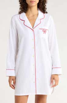 Nordstrom Classic Piped Cotton Nightshirt