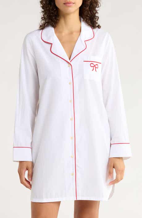 Nordstrom Classic Piped Cotton Nightshirt