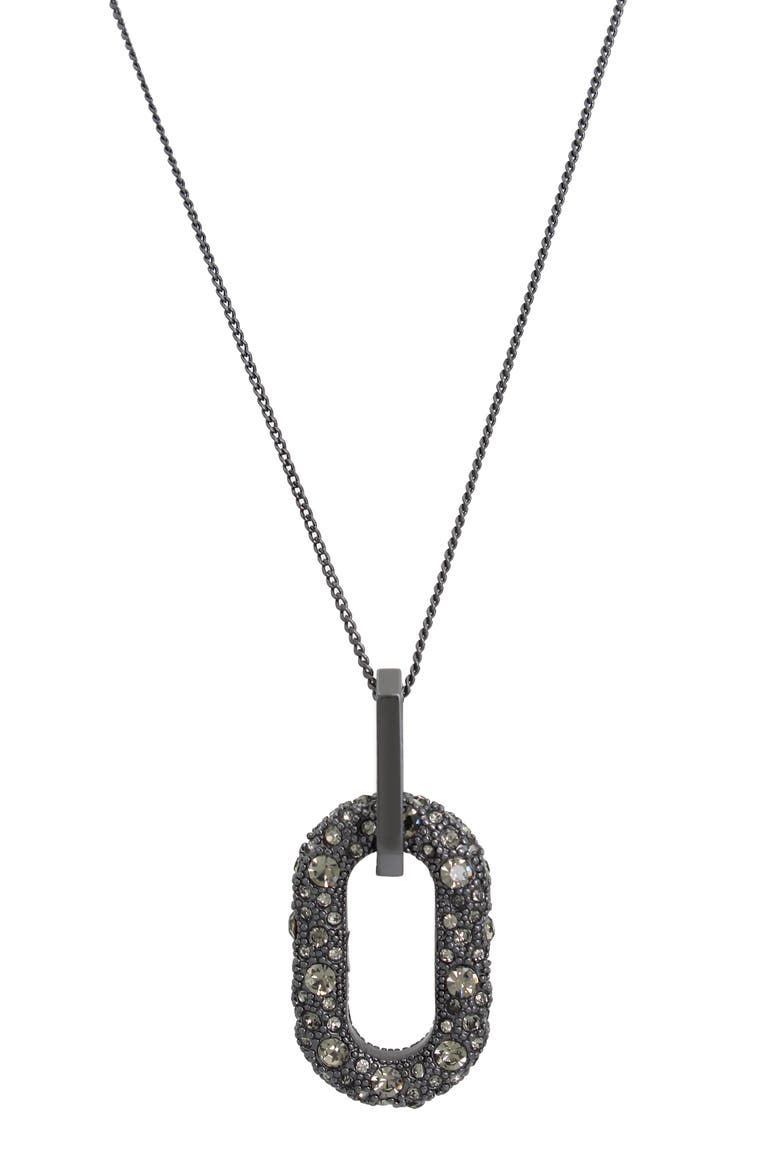 Pavé Crystal Pendant Necklace, Alternate, color, BLACK