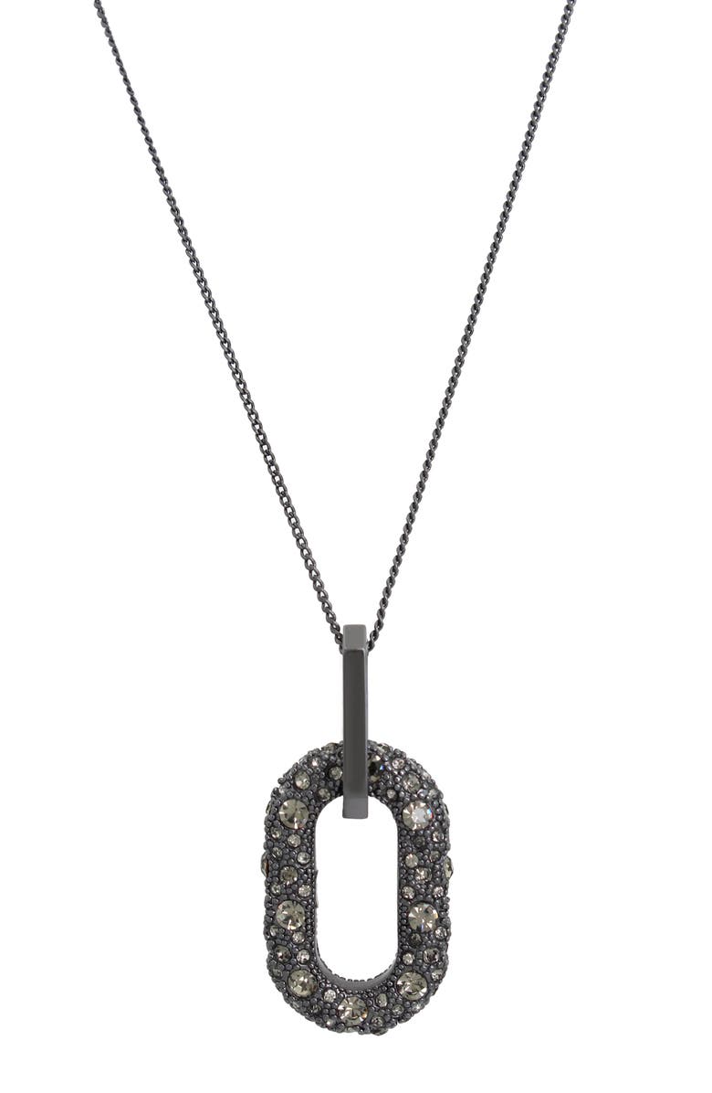 AllSaints Pavé Crystal Pendant Necklace, Alternate, color, Black