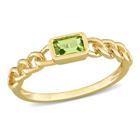 Solitaire Birthstone Link Design Ring 14k