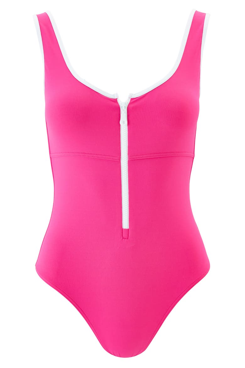 Bellino Zip-Up One-Piece Swimsuit, Alternate, color, FUCHSIA