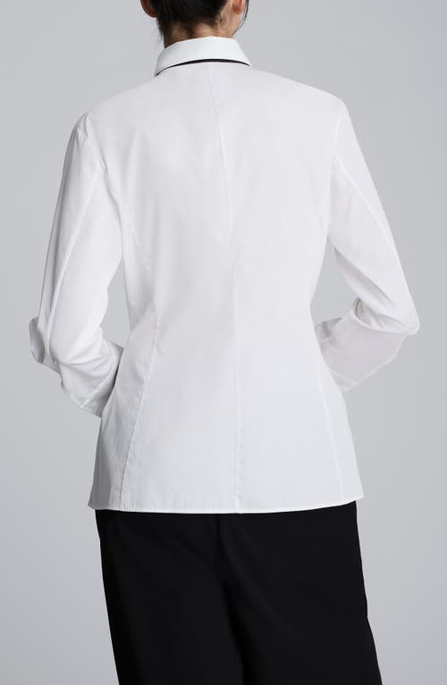 Kenneth Cole Boyfriend Poplin Button-up Shirt With Tie In White
